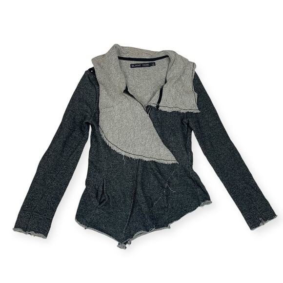 Blanc Noir asymmetrical jacket women's small gray grunge moto waterfall distress - Picture 1 of 12